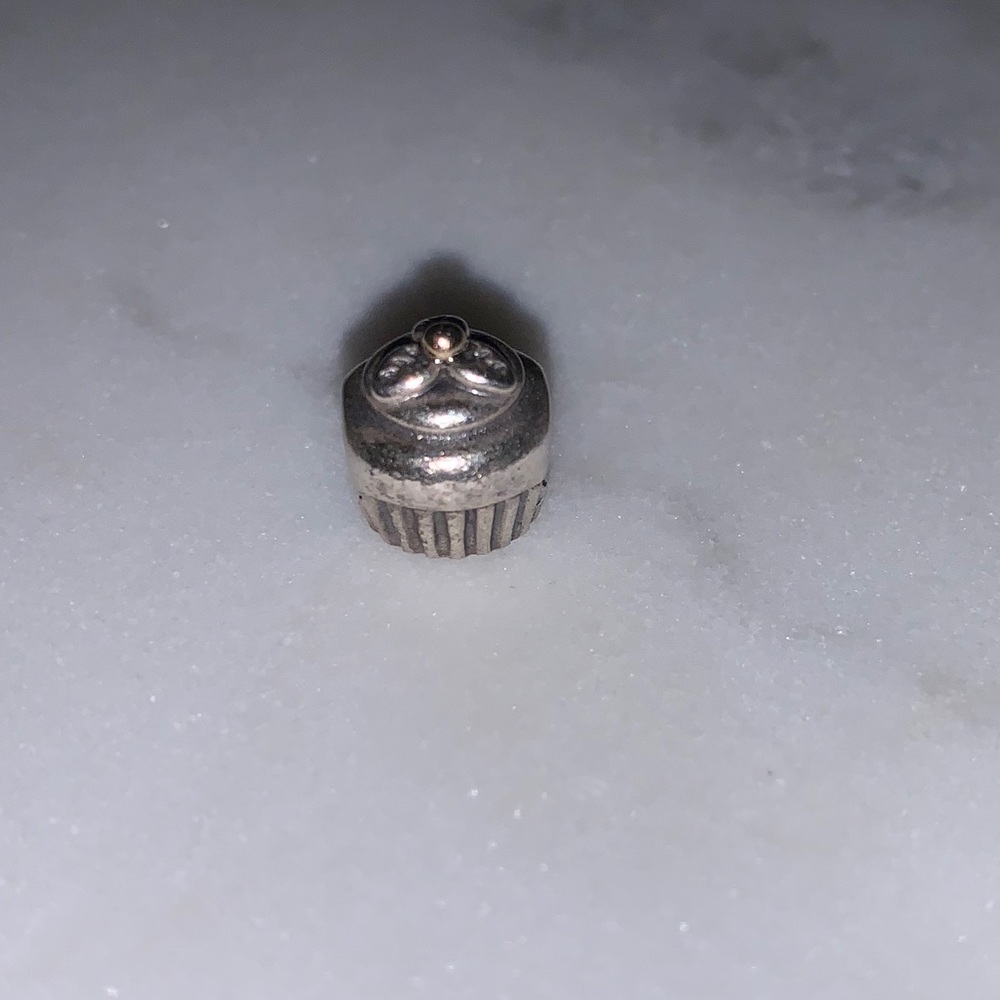 Retired Pandora Sterling Silver &14K Gold Cupcake